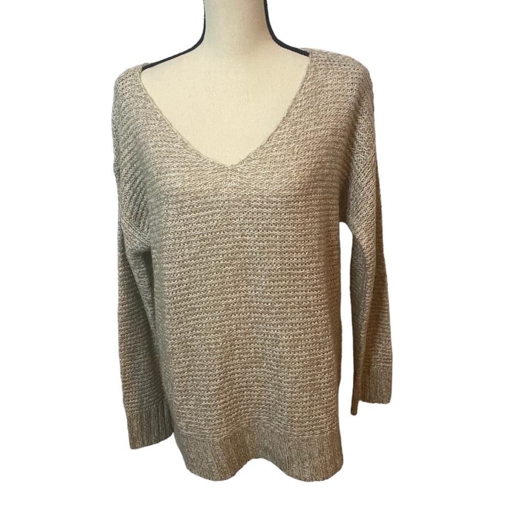 Retrod Women’s Oversized Knit Sweater Sz L Tan V-Neck